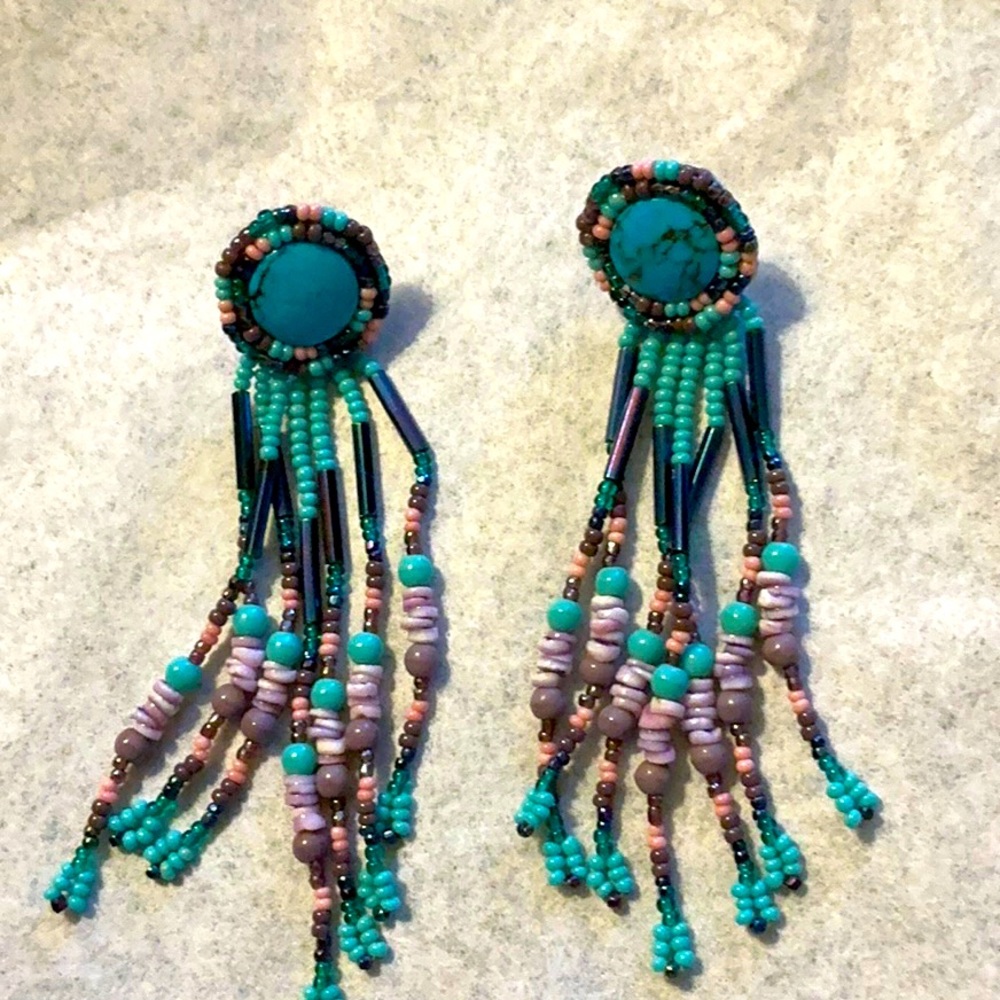 Turquoise beaded vintage earrings